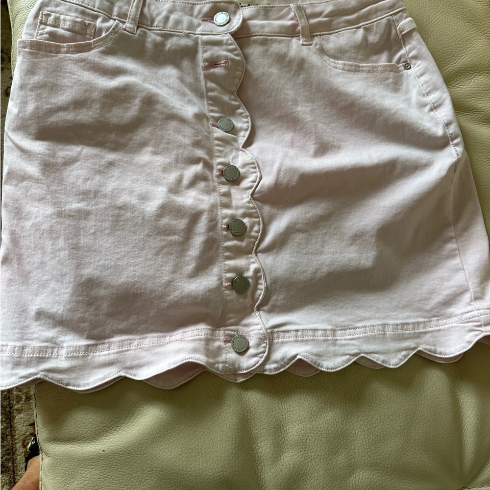Charlie B Jean scalloped skirt with stretch.